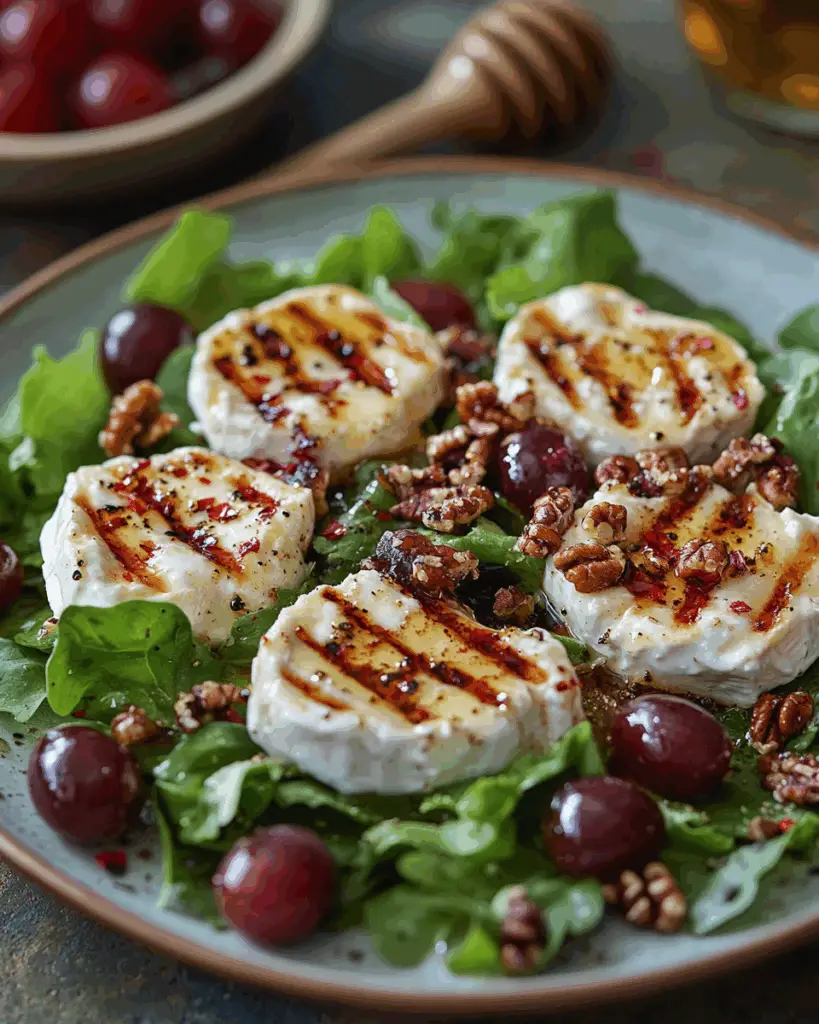 Grilled Goat’s Cheese with Hot Honey and Pink Peppercorns