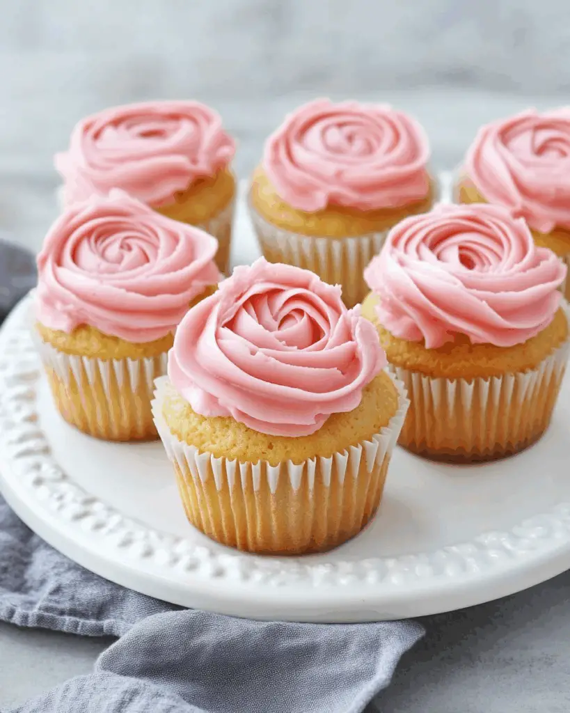 Vanilla Cupcakes with Rose Petal Buttercream