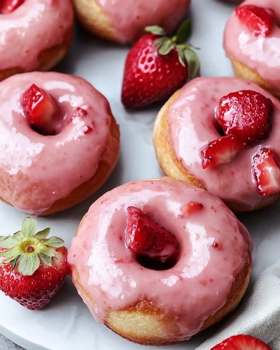 Strawberry Glazed Vegan Donuts