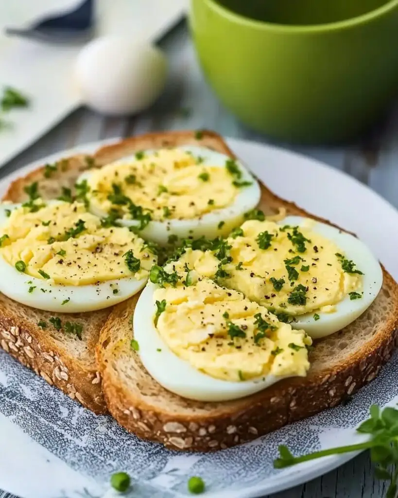 Egg Open Sandwich with Green Tea