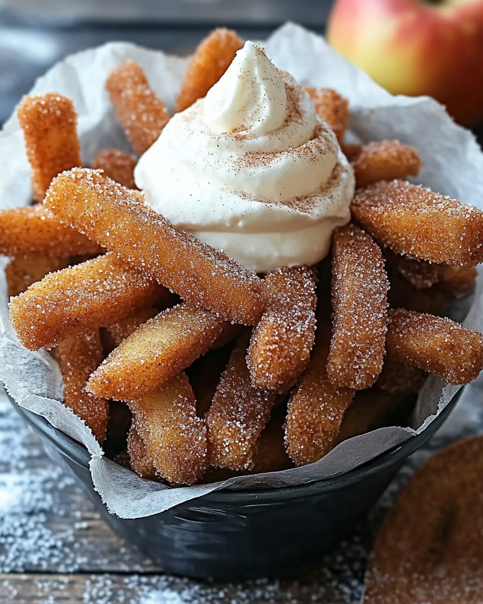 Apple Fries with Vanilla Whipped Cream