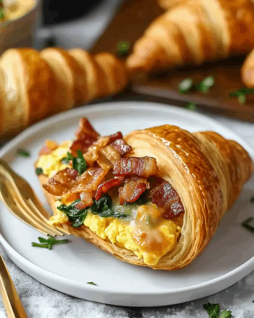 Bacon and Egg Croissant Boats