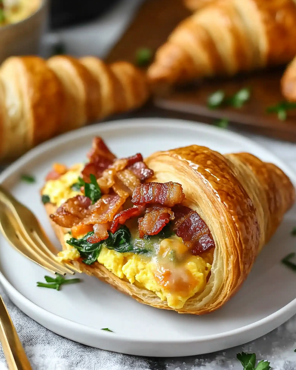 Bacon and Egg Croissant Boats