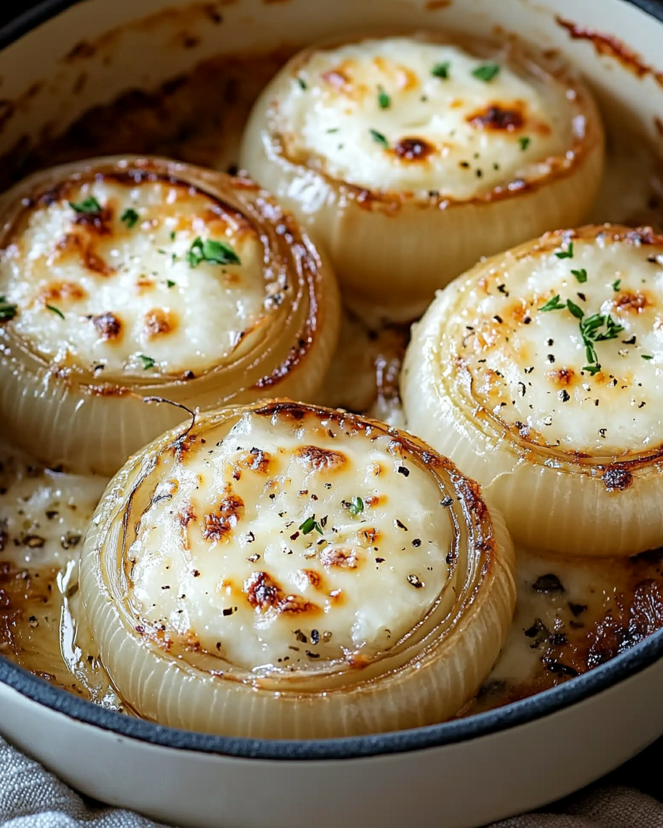 Creamy Baked Onions with Asiago Cheese