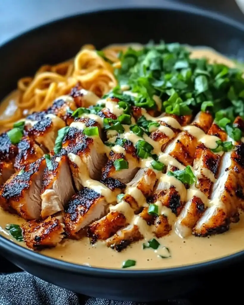 Fiery Chicken Ramen with Creamy Garlic Sauce