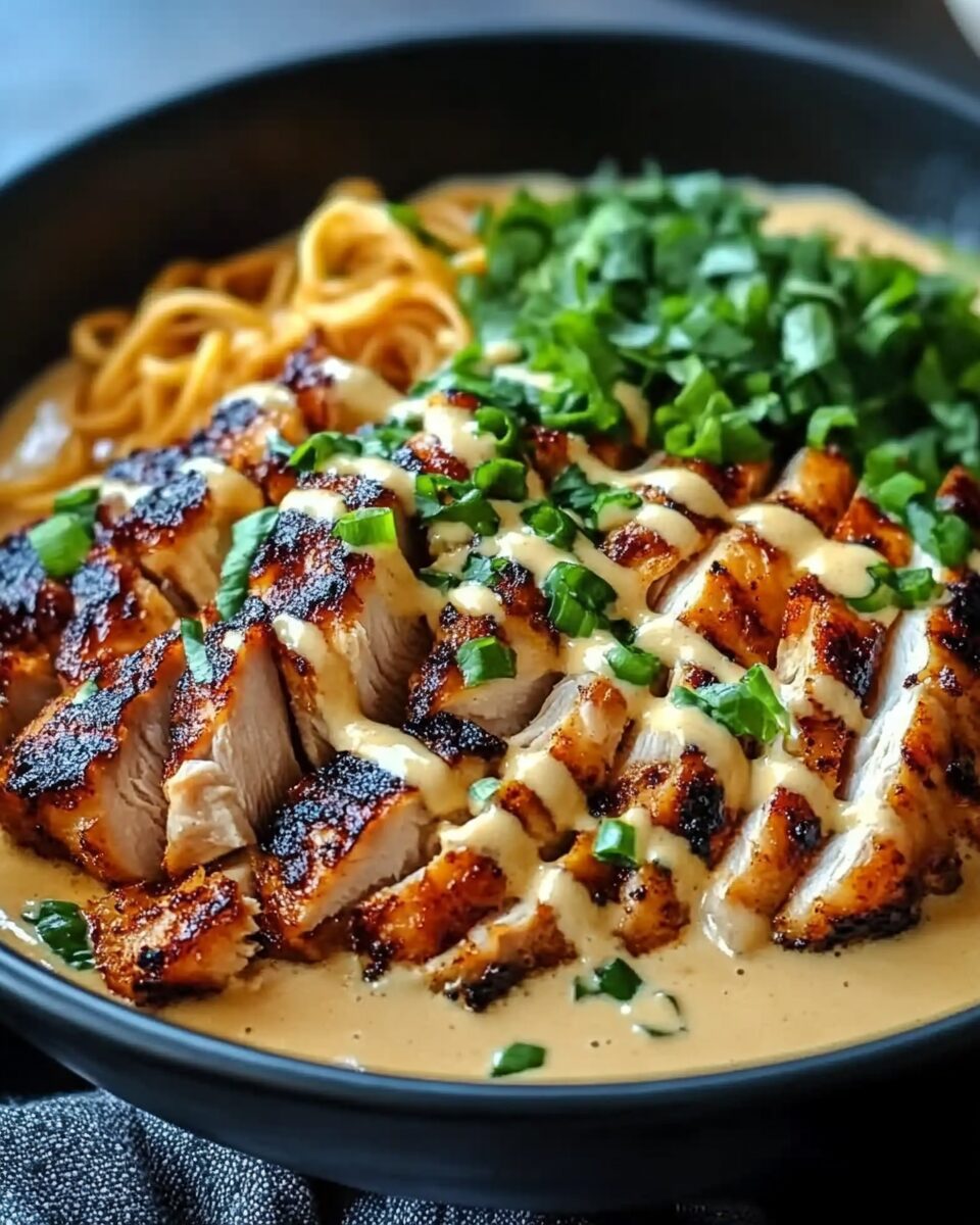 Fiery Chicken Ramen with Creamy Garlic Sauce