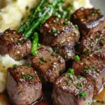 Garlic Butter Steak Bites and Mash