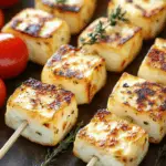 Grilled Halloumi Skewers with Lemon and Thyme