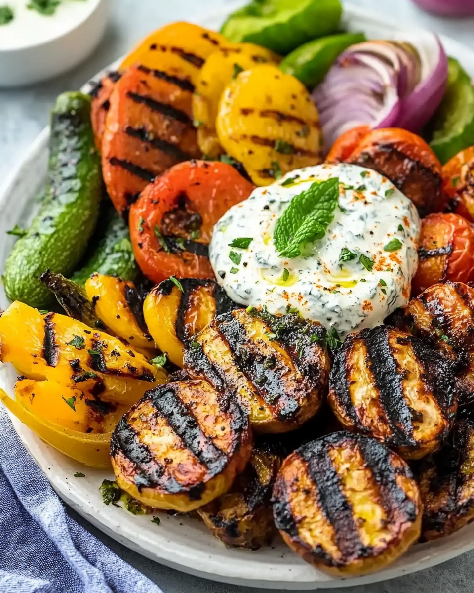 Grilled Vegetables with Yogurt Mint Sauce