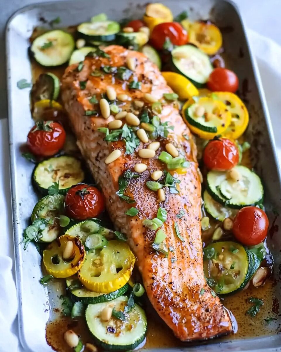 Honey Mustard Salmon with Summer Vegetable Salad