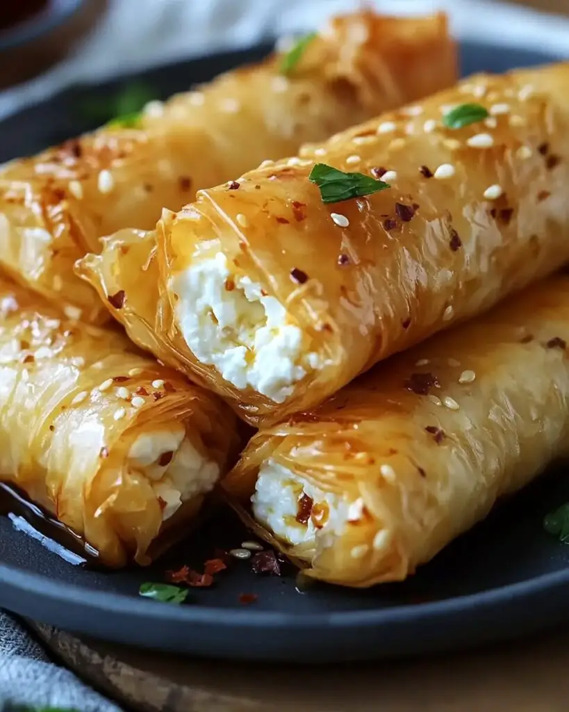 Oven-Fried Feta Rolls with Chili Honey