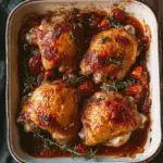Roast Chicken Thighs with Red Wine, Tomato, and Herbs