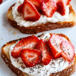 Strawberries and Cream Cheese Toast with Chia Seeds