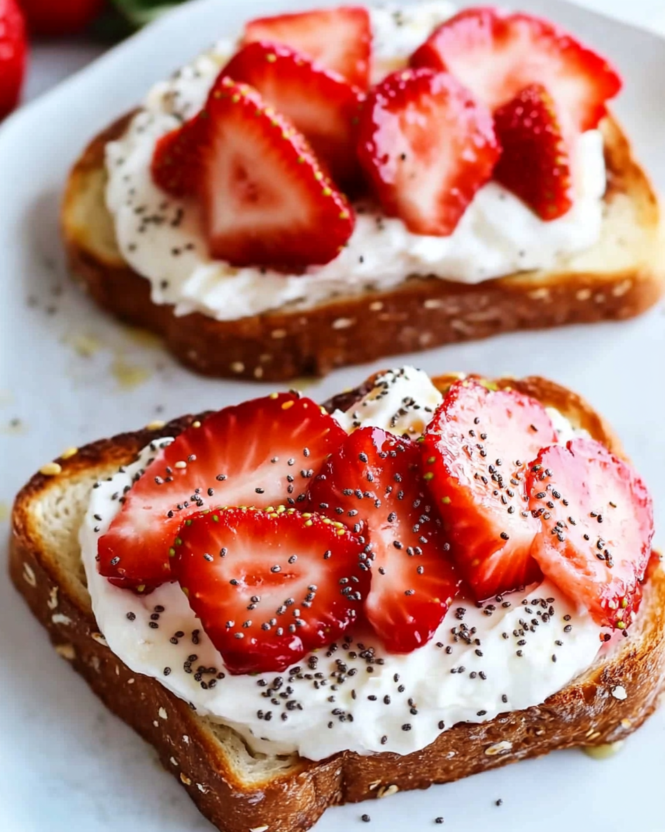Strawberries and Cream Cheese Toast with Chia Seeds