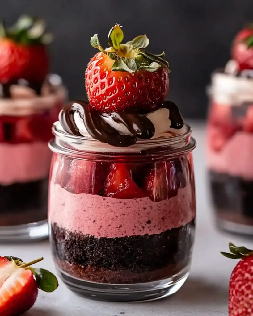 Chocolate Strawberry Mousse Cake Parfaits