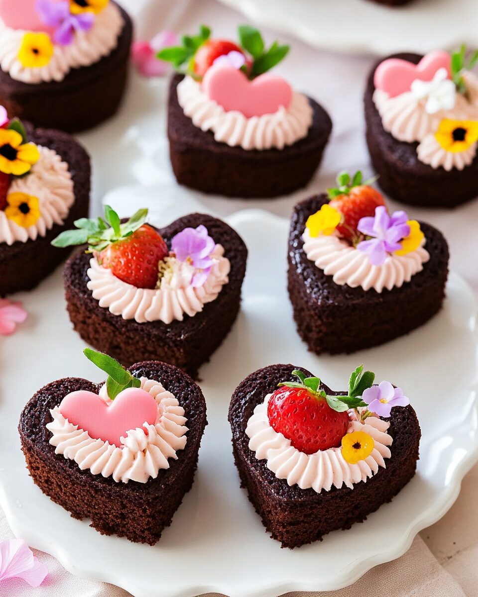 Mini Chocolate Heart Cakes