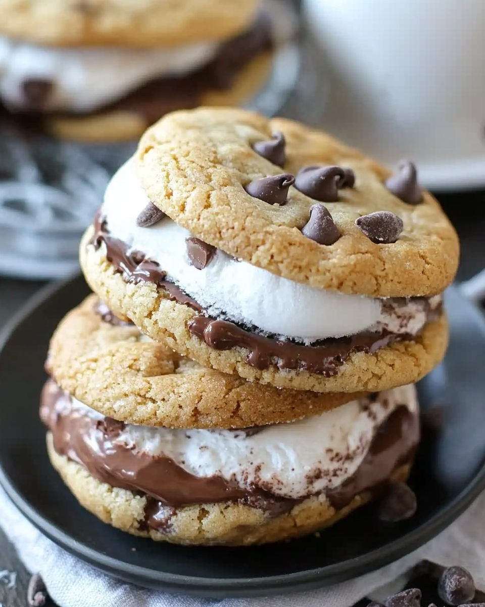 S’mores Chocolate Chip Cookie Ice Cream Sandwiches