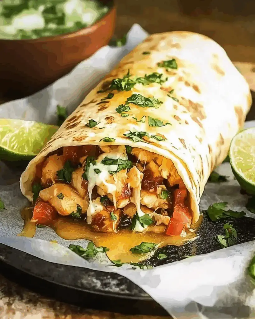 Smothered Honey Lime Chicken Burritos