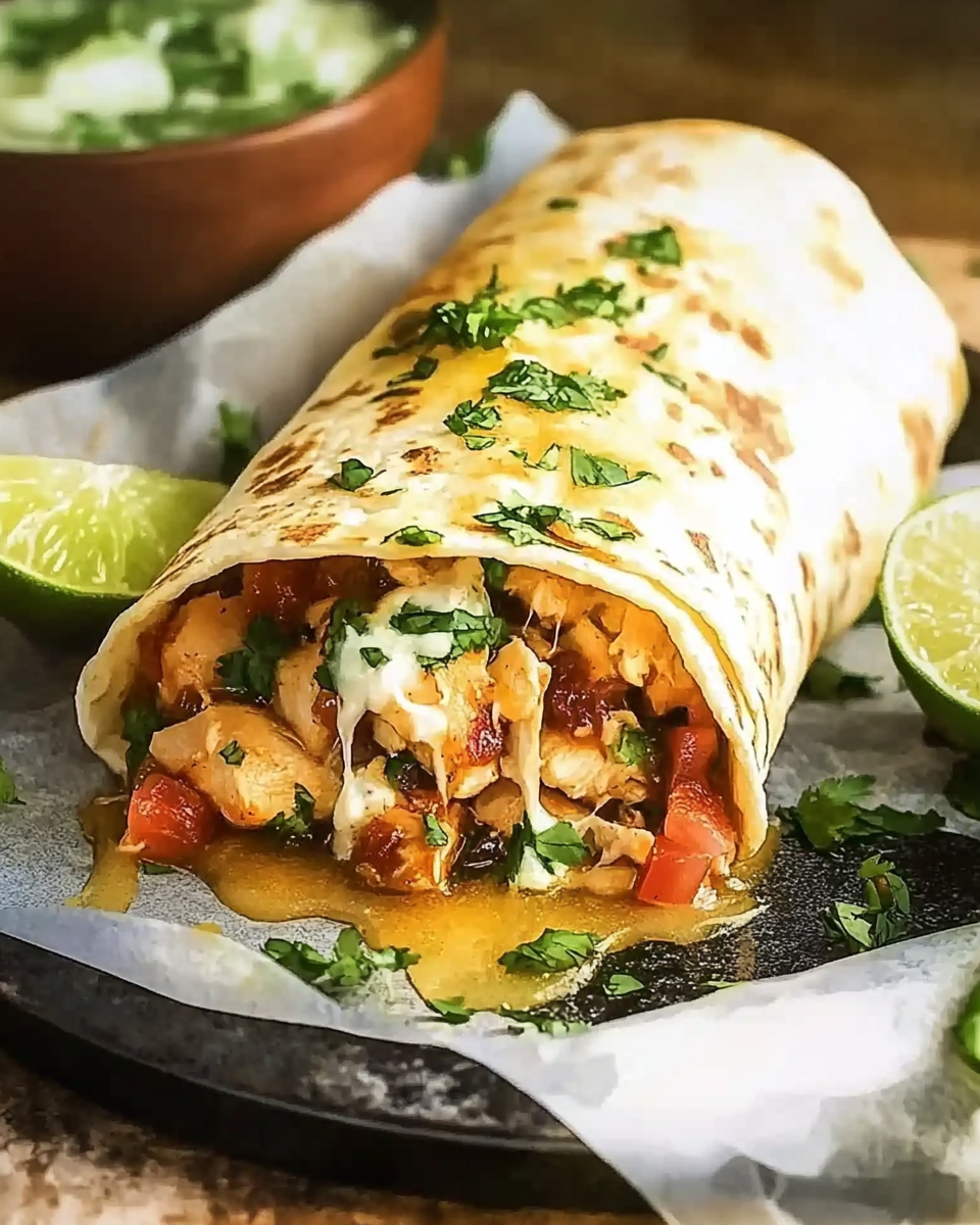 Smothered Honey Lime Chicken Burritos