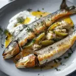 Trout with Crème Fraîche and Gherkins
