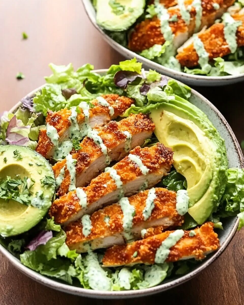 Crispy Buffalo Ranch Chicken Salad with Goddess Dressing