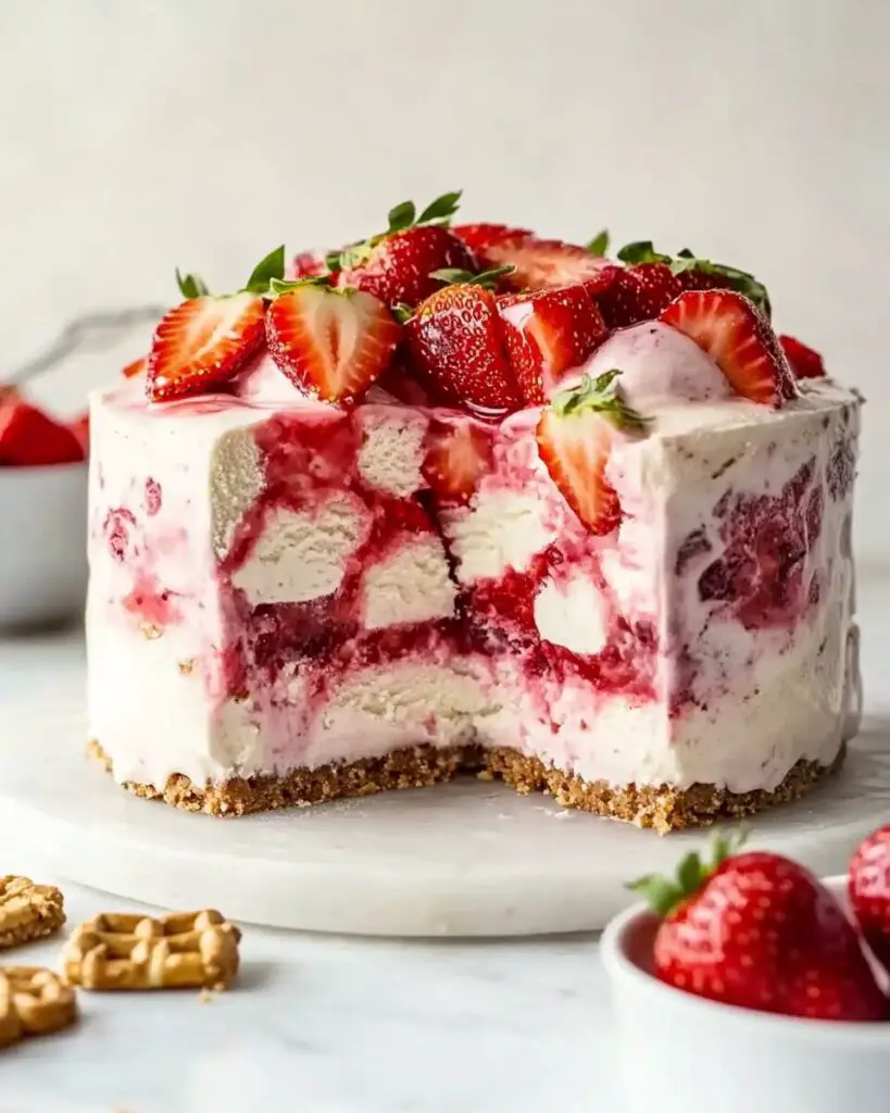 Layered Strawberry-Vanilla Ice Cream Cake