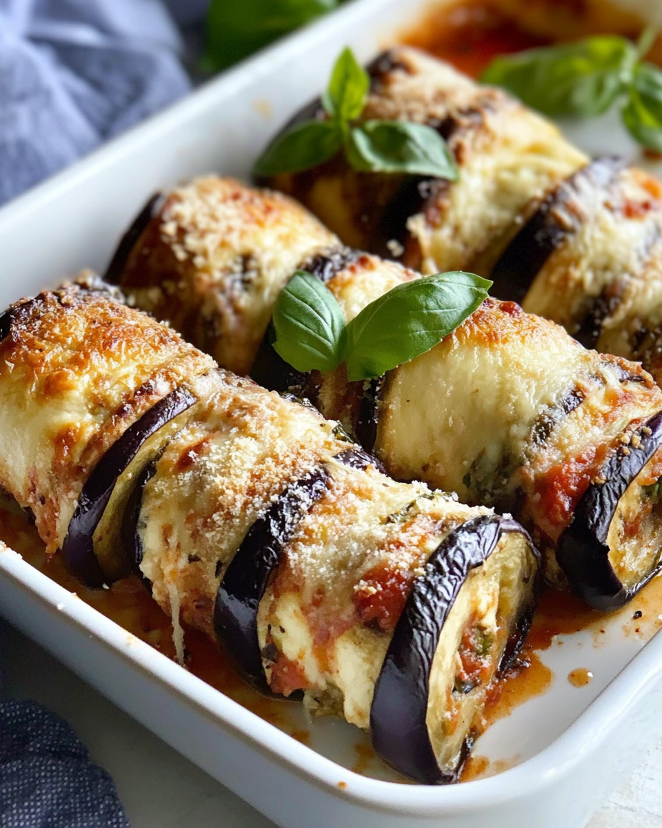 Eggplant Rolls Stuffed with Cheese