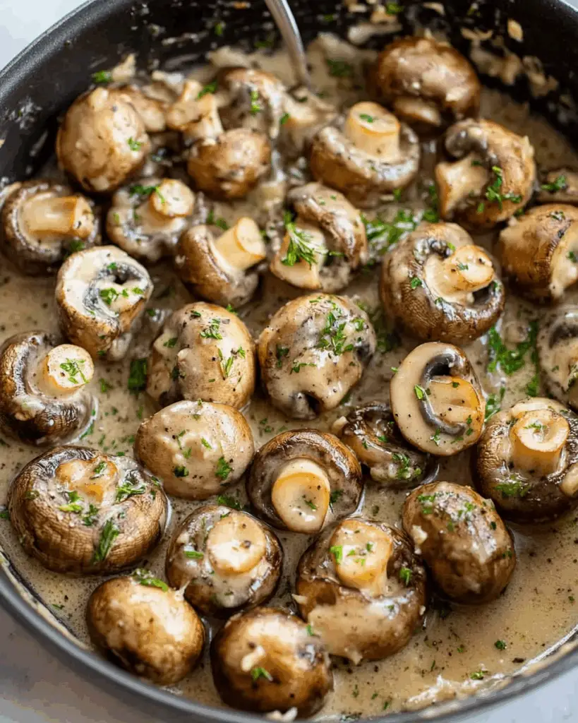 Creamy Garlic Parmesan Sautéed Mushrooms