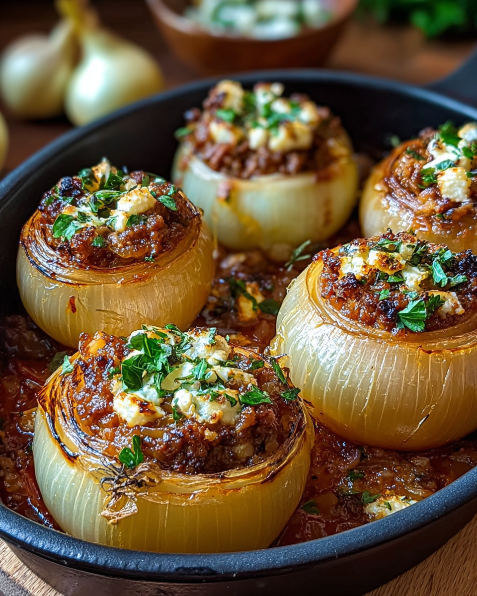 Greek Stuffed Onions