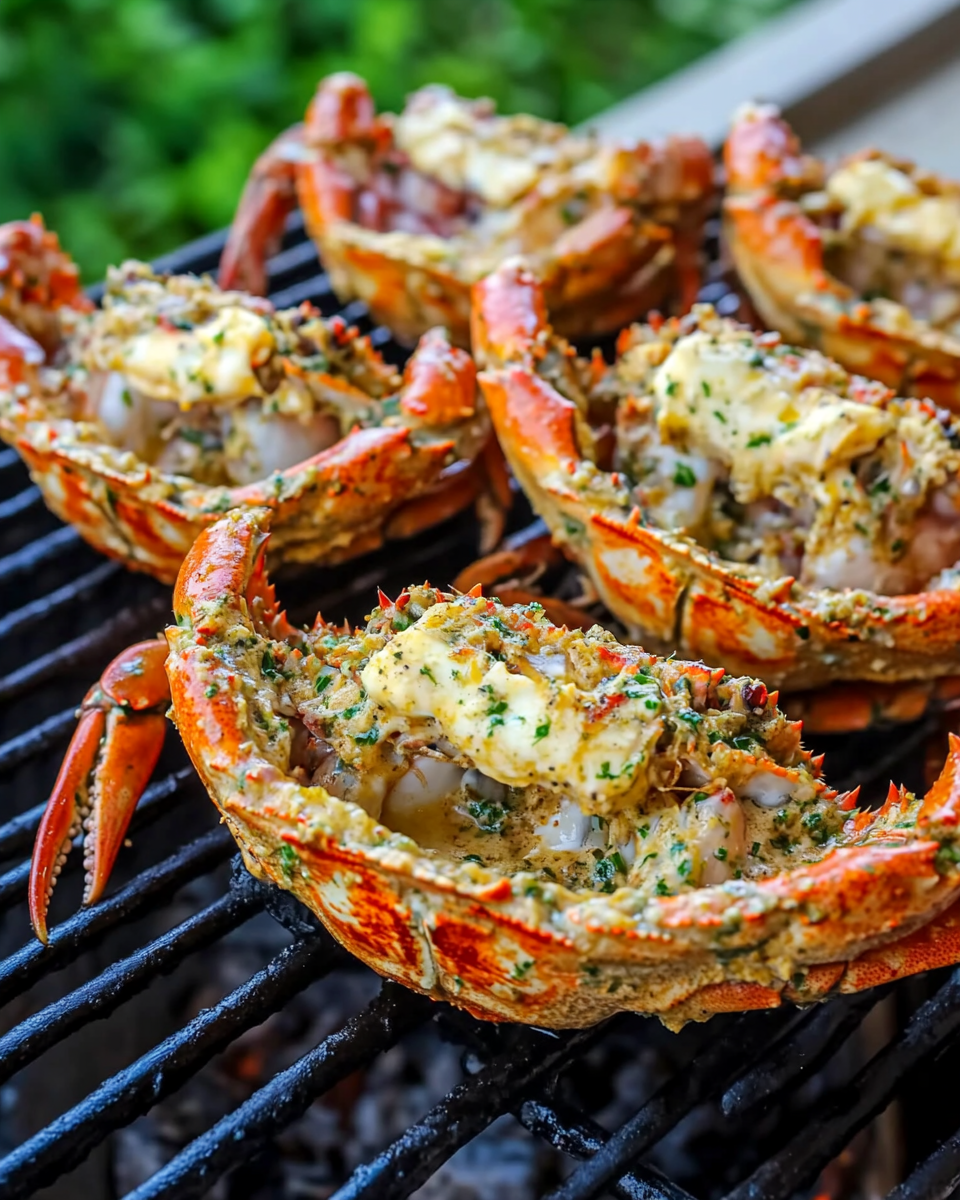 Grilled blue crabs