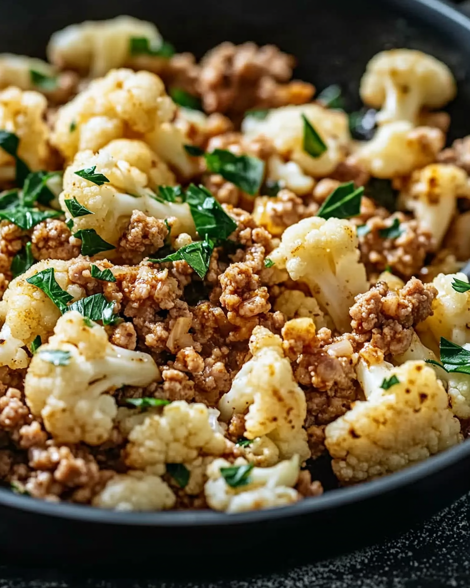 Garlic Butter Ground Turkey with Cauliflower Skillet