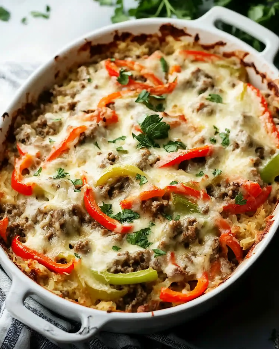 Philly Cheesesteak Casserole