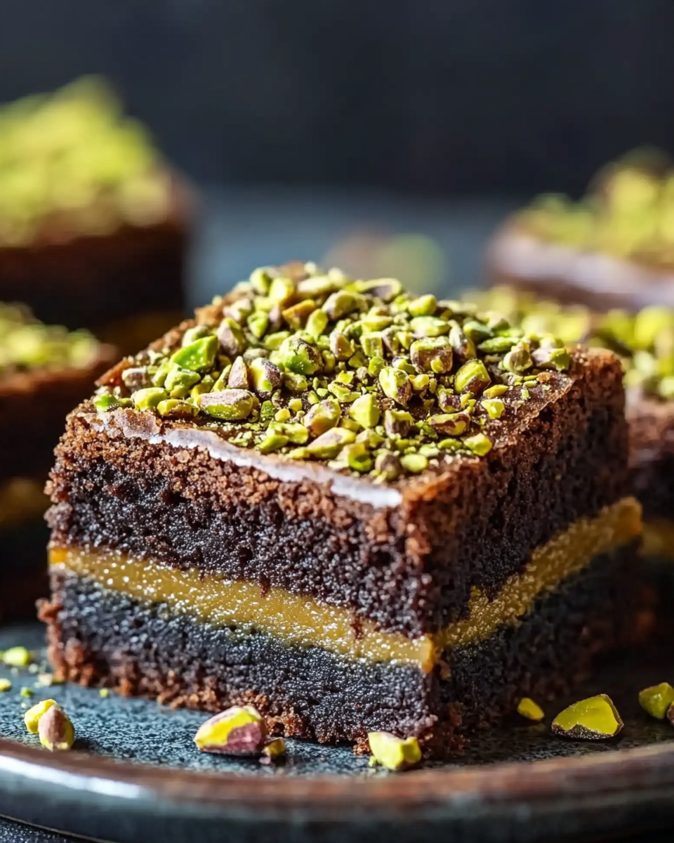 Pistachio Kunafa Brownies