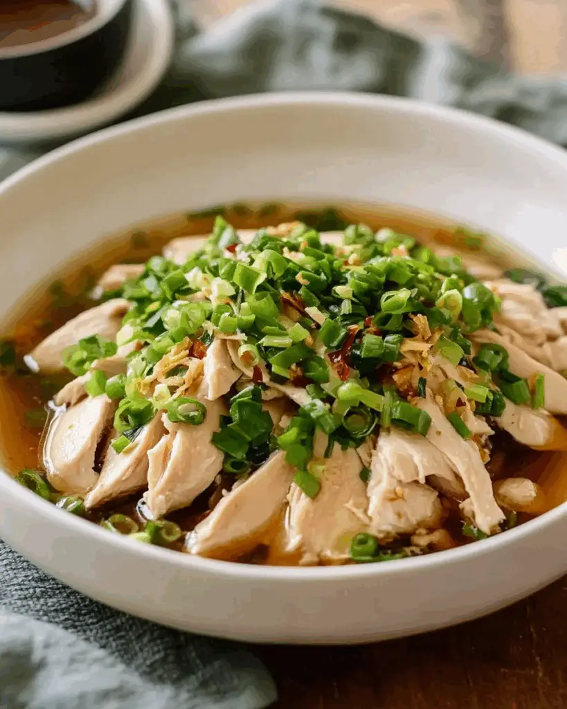 Poached Chicken with Scallion Ginger Sauce