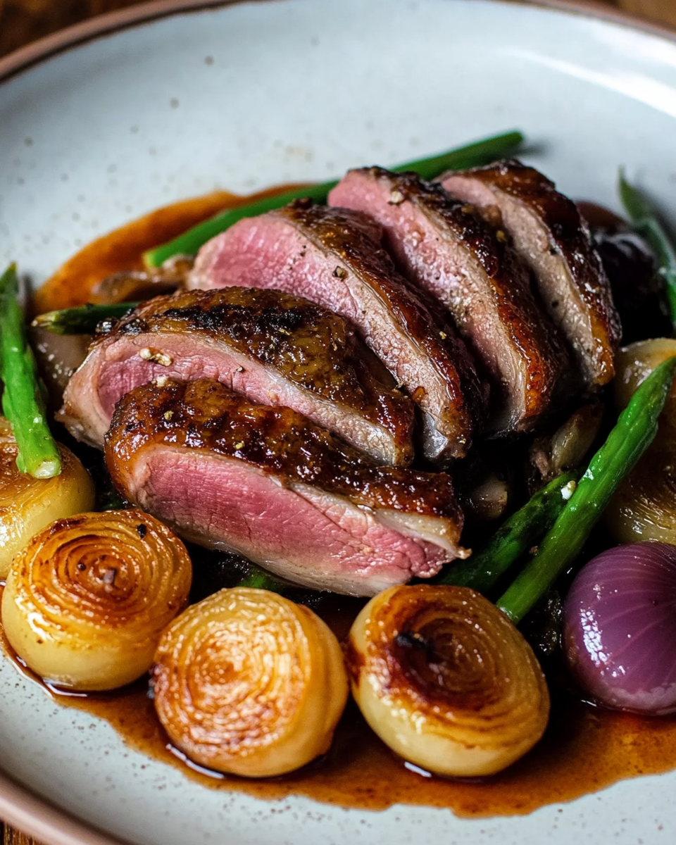 Perfectly Seared Duck Breast with Cipollini Onions