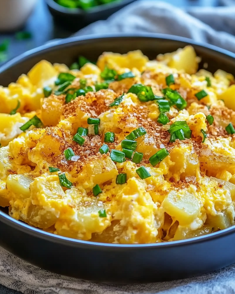 Cheesy Potato Egg Scramble
