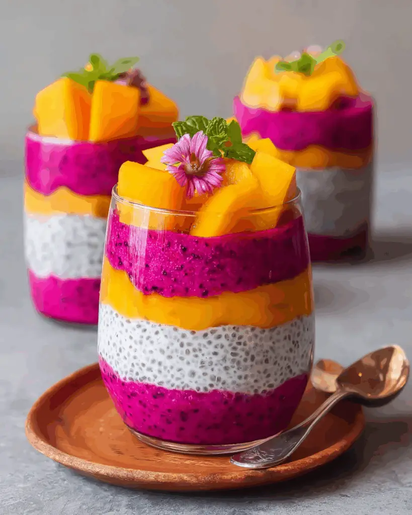 Mango and Dragon Fruit Chia Pudding