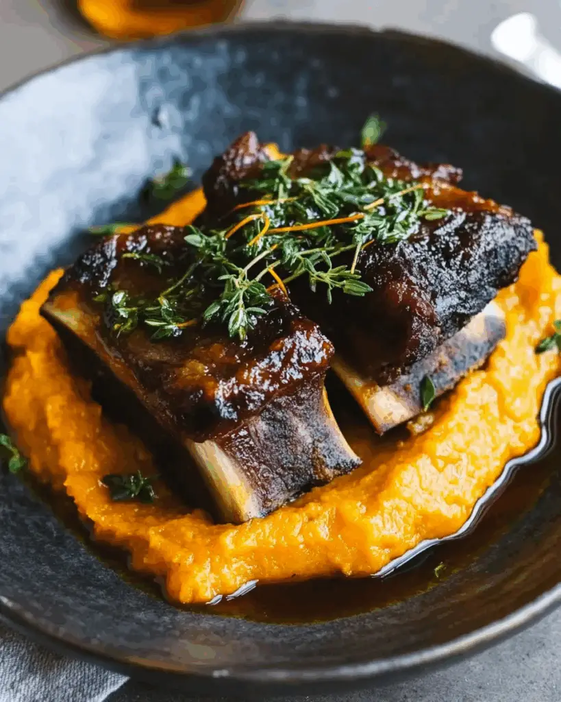 Beef Short Ribs with Pumpkin, Maple, and Paprika Puree