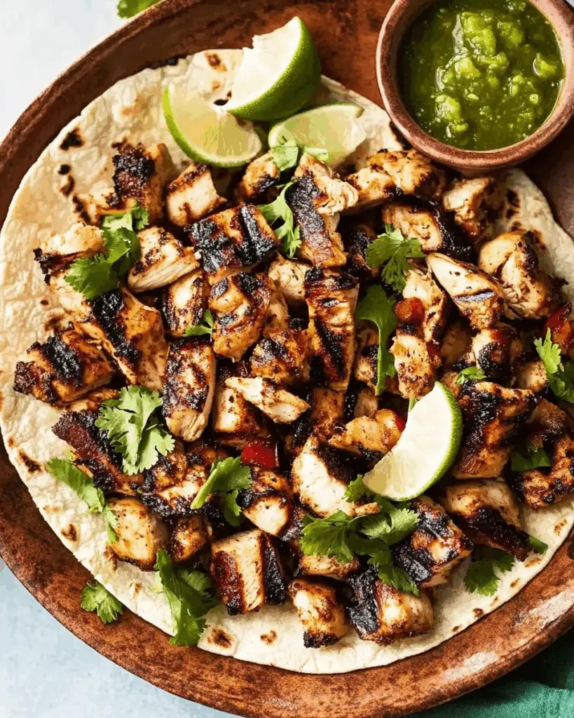 Charred Chile–Marinated Grilled Chicken Tacos