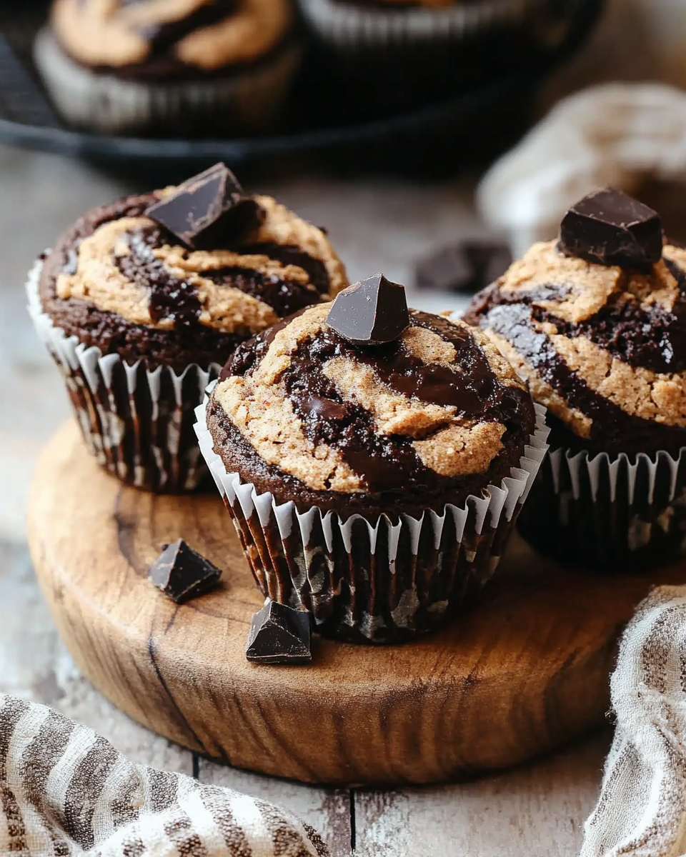Chocolate Almond Butter Swirl Muffins
