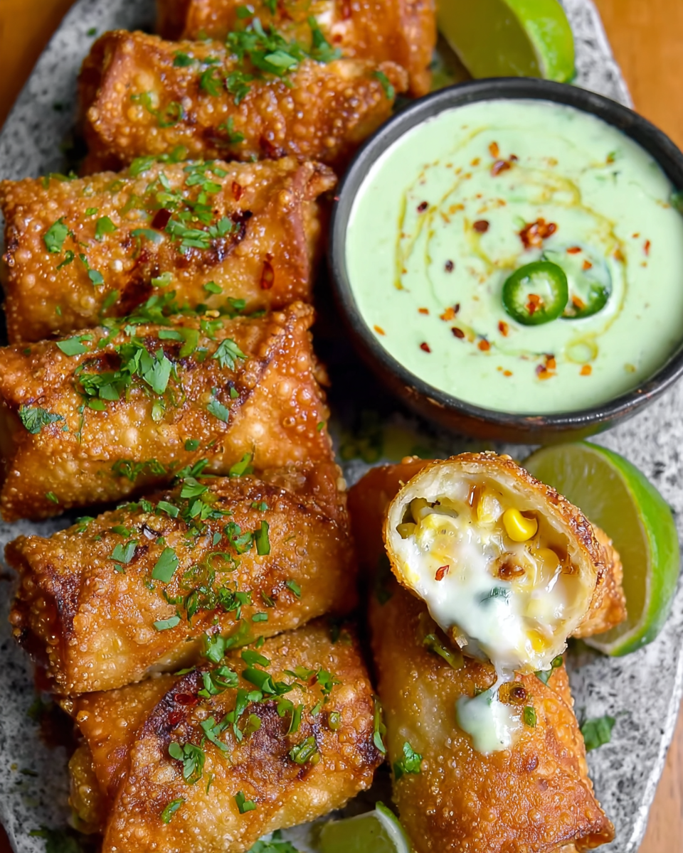 Crispy and Cheesy Elote Egg Rolls