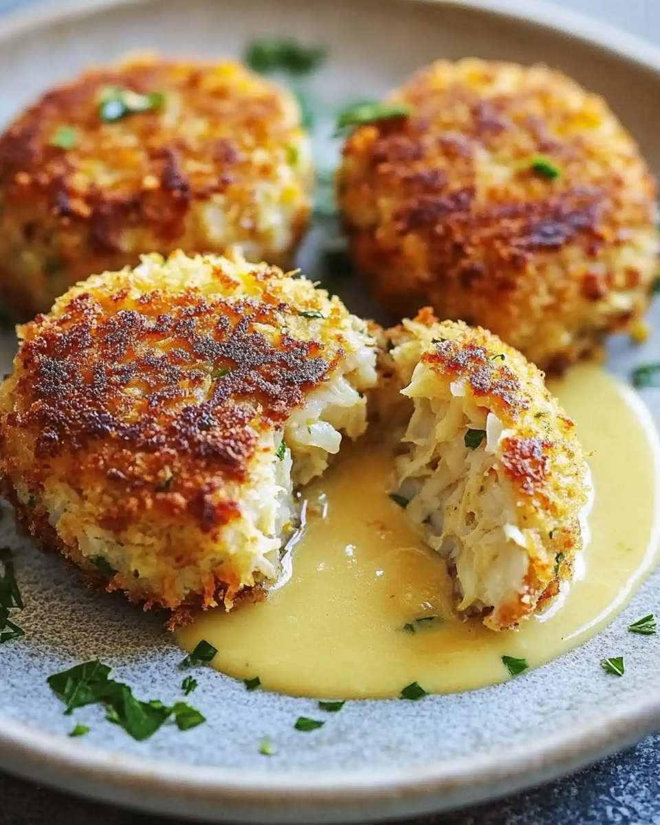 Crunchy Crab Cakes with Lemon Butter Sauce