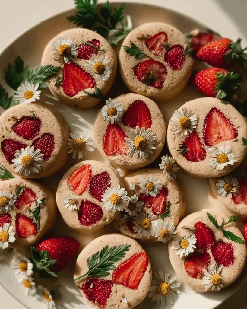 Strawberry Pressed Chamomile Cookies