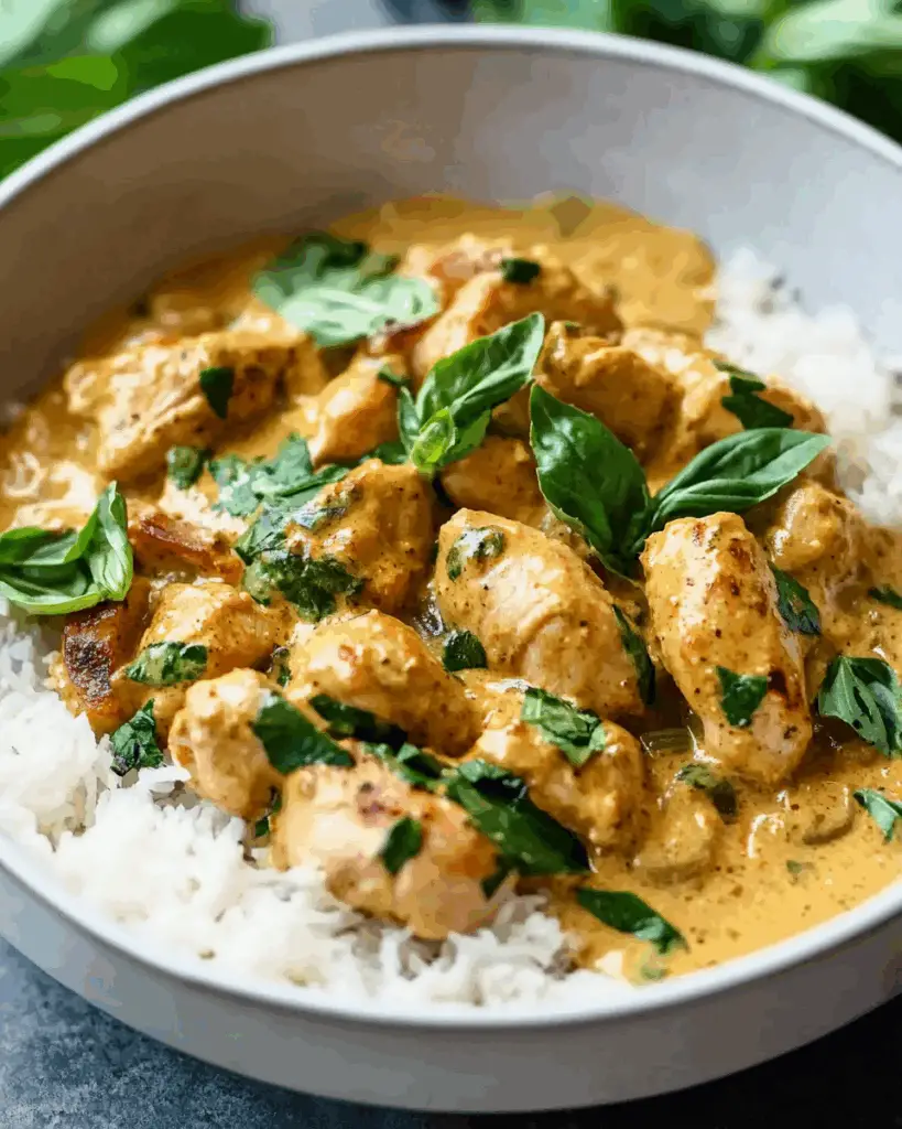 Basil Chicken in Coconut Curry Sauce