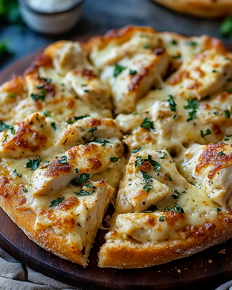 Chicken Alfredo Garlic Bread Pizza