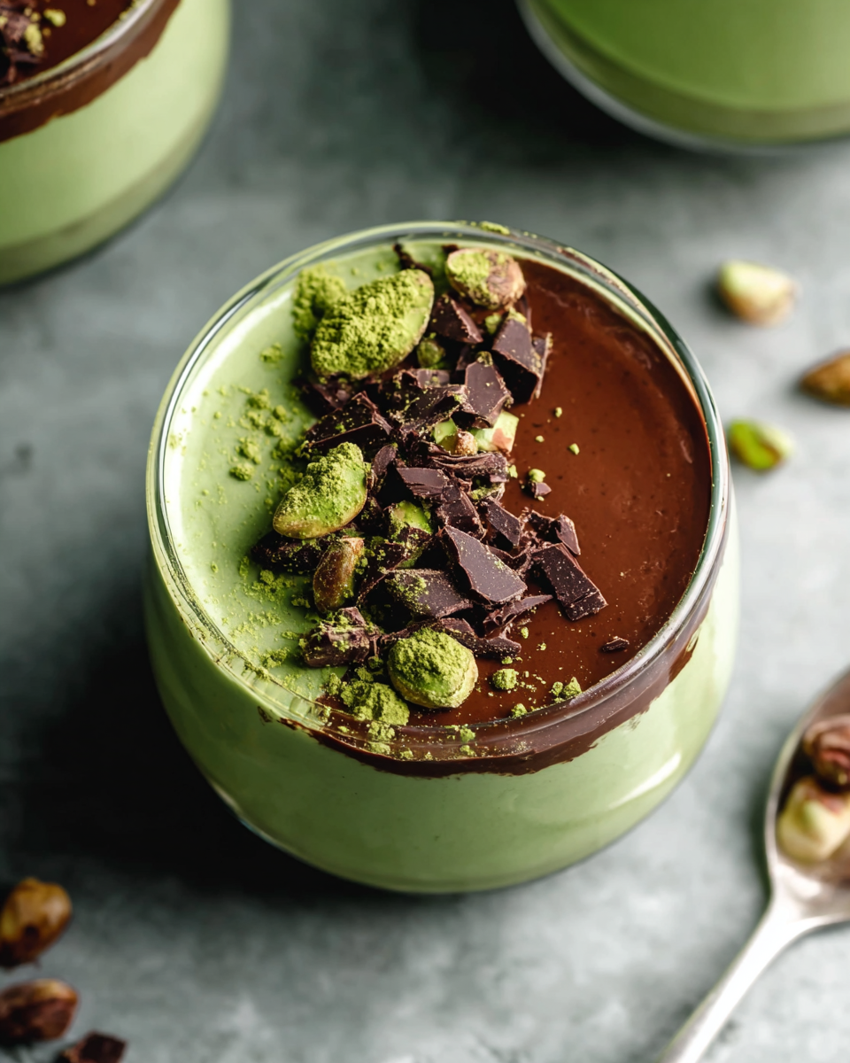 Chocolate Hazelnut Matcha Pudding