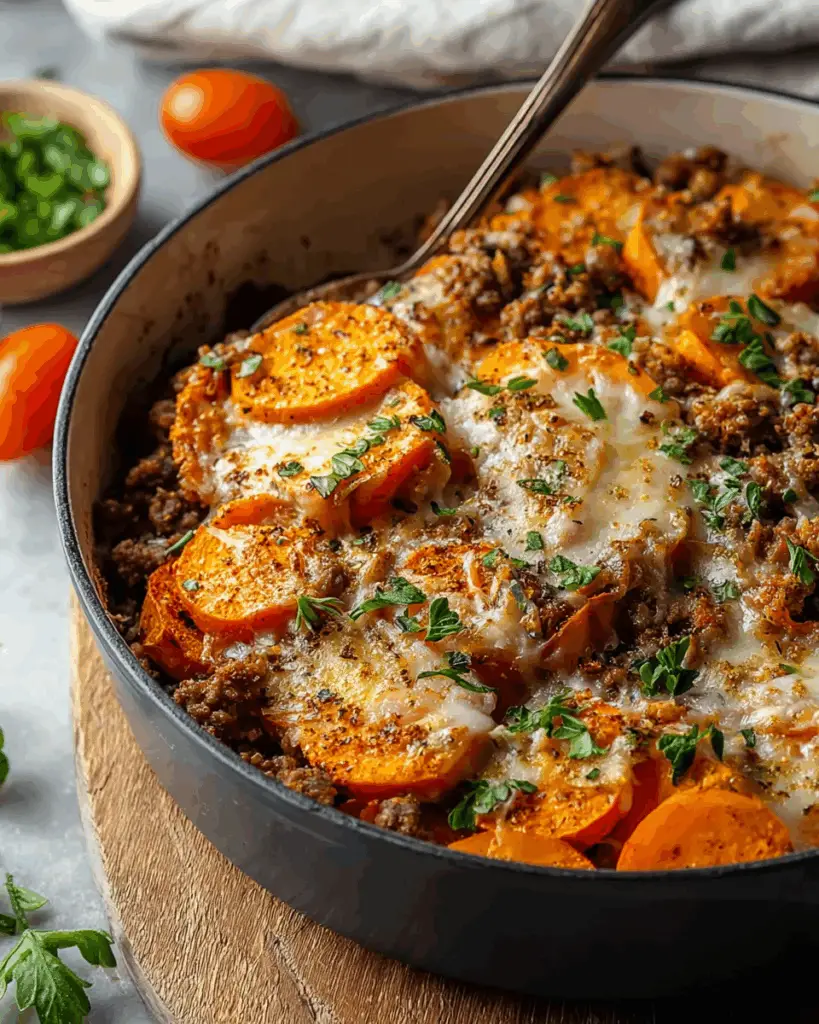 Healthy Ground Turkey Sweet Potato Bake