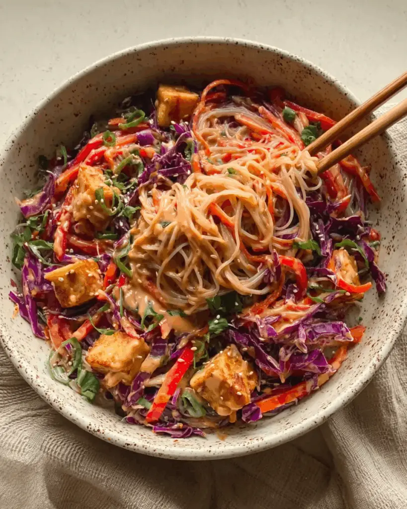 Miso Peanut Rainbow Noodle Salad
