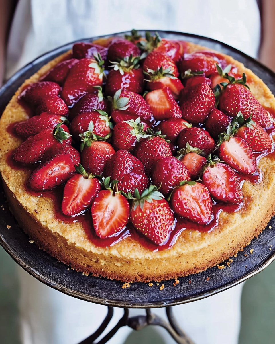 Olive Oil Cake with Strawberries, Ricotta, and Cornmeal