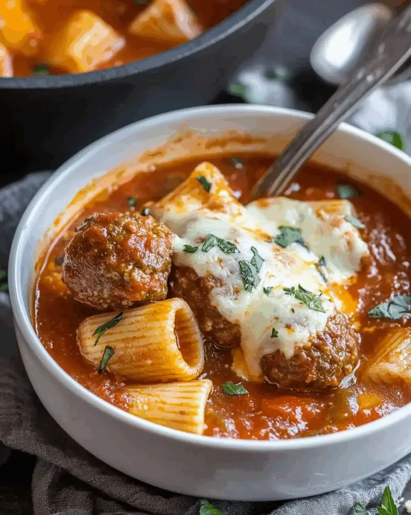 Rigatoni Meatball Soup